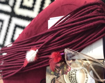 Wool dreads burgundy dark red wine blood colour Double ended or Single ended soft Fake merino dreadlocks set gift present hair