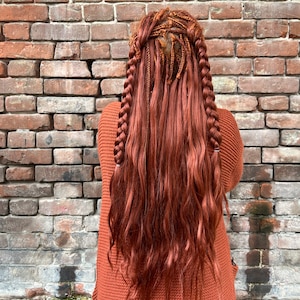 Crocheted Double Ended Dreads: Amber Copper Synthetic Hair Extensions