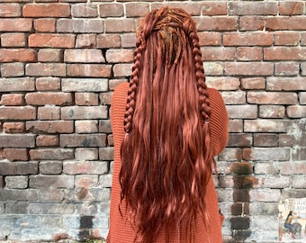 Amber Copper Fake Dreadlocks - Soft Synthetic Hair, Loose Strand Ends