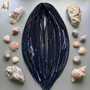Thin Black to Navy Blue Wool Dreads Ombre, Soft Micro DE SE Dreadlocks