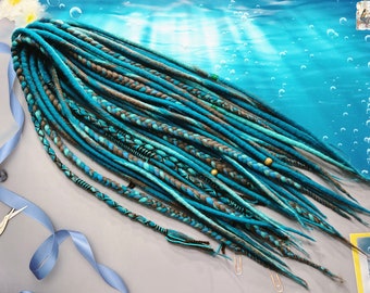 Handmade Wool Dreadlocks: Brown, Cappuccino, Mint, Blue Hair Extensions