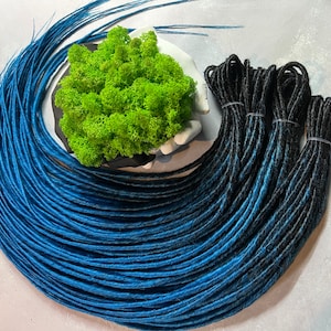 Full set ombre DE dreads natural dreadlocks colors black on azure sea wave, blue dreads extensions double ended single ended boho dreadlocks
