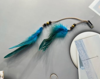 Viking Feather Hair Clip: Bohemian Nordic Style - Leather Cord Detail