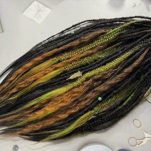 Mix of structure Synthetic dreadlocks + curls + fishtail braids ombre hand made blend for dark hair dreads extensions