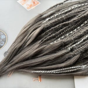 Dark Grey Synthetic Dreads: Fishtail Braid Hair Extensions