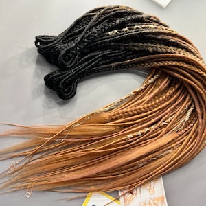 Ombre Synthetic Dreadlocks: Black to Honey Blonde Fishtail Braids
