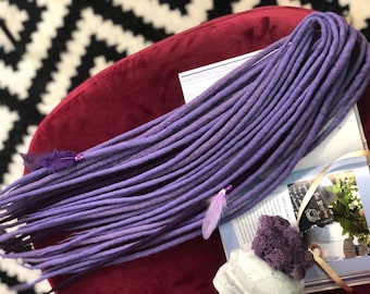 Lavender Wool Dreadlocks - Lightweight Double Ended Extensions