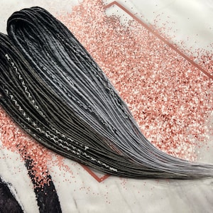 Ombre Black-Gray Thin Synthetic Dreads: SE/DE Braid Extensions