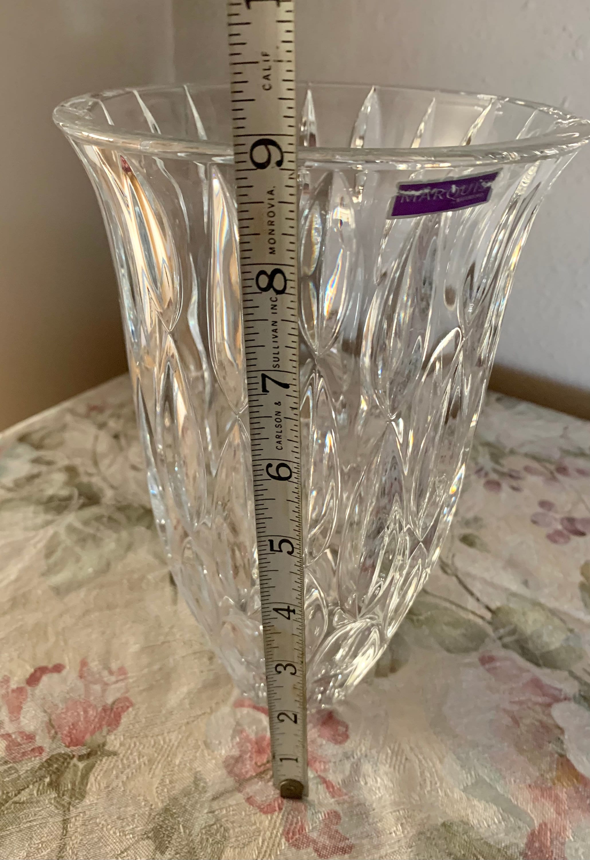 Vintage Marquis Waterford Crystal 9 Inch Floral Vase Rainfall Pattern