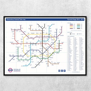 Mapa de metro del Festival de Glastonbury 2010-2019