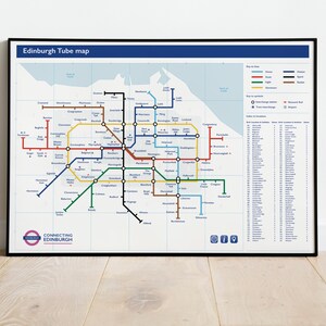 Carte du métro d'Édimbourg - Impression d'art