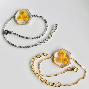 Collier, boucles doreilles ou bracelets fleur de mimosa sous résine image 10