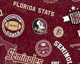 Cotton half yard Cotton fabric FSU fat quarter Florida State Seminoles Fabric Florida State Seminoles Fabric FSU Fabric