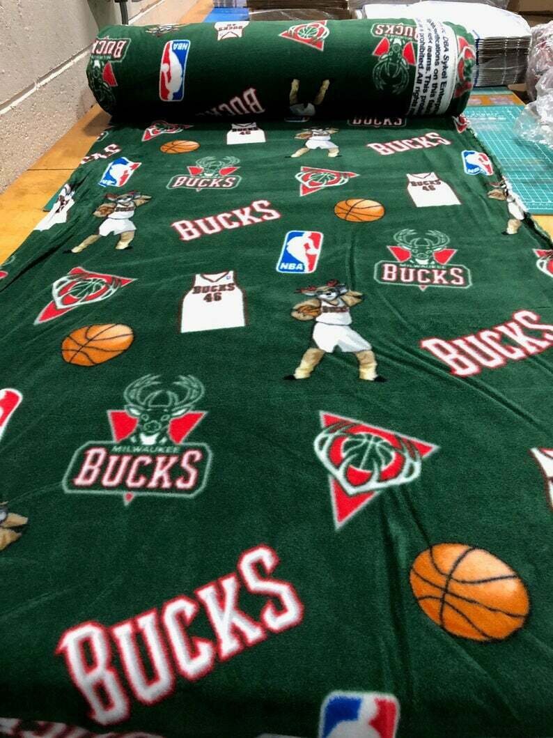 Milwaukee Bucks Fleece Fabric Sold by the YardNBA Bucks All Etsy