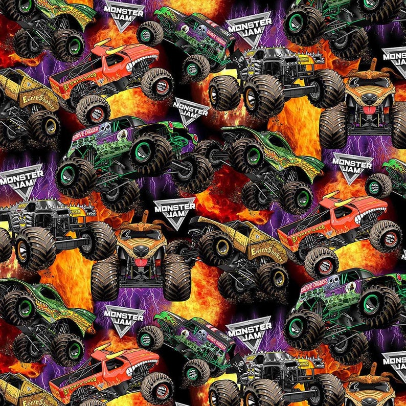 Monster Jam Fleece Fabric Sold by the YardGrave Digger Etsy