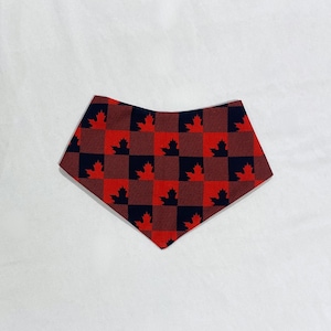 Maple Leaf Red Plaid Reversible Pet Bandana | Canada Day | Canadian Made | Canadian Pet Products