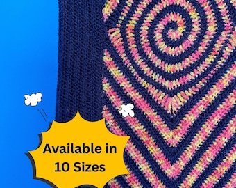 Crochet Blanket Pattern: Sunny Spiral Afghan, 10 Sizes (PDF Download)