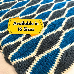 Easy Crochet Pattern: Blanket, Throw, Afghan |Available in 16 sizes |Crochet Gift Idea|Download PDF in US and UK crochet term by Knotty.Yarn