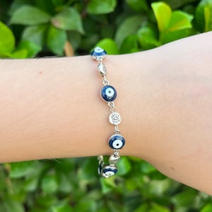 Silver eye charm bracelet