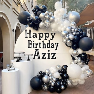 Silver & Smoke Black White Balloon Garland – A Modern Monochrome Celebration