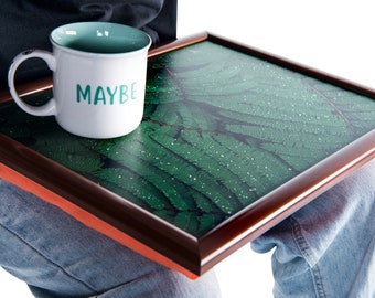 Bean Bag Lap Tray Table TV Dinner Stable Table Breakfast Serving Tray Laptray Design, Ideal Gift, Desig # Tropical Leaves