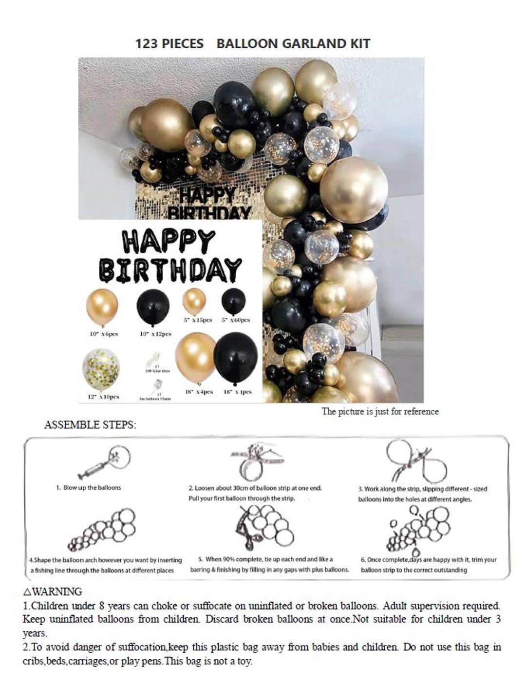 Black & Gold Balloon Garland Arch Kit | Perfect for Baby Showers ...