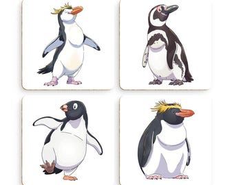 Packung mit vier Pinguin Untersetzern