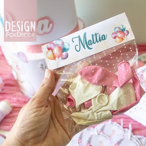 Label met zak met ballonnen / Verjaardagsfeestje / Doopsel Communie Bevestiging / Tijdelijke aanduiding Cadeaus voor kinderen /