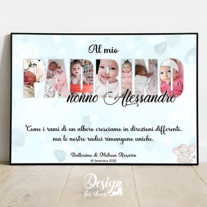 Cornice Poster Collage nel Testo Madrina Padrino, Idea Regalo Battesimo Comunione Cresima, Fotografia, Quadretto Home Decor Personalizzato immagine 4