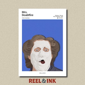 Mrs Doubtfire &quot;Hellooo&quot; Cream Face art print / picture / poster