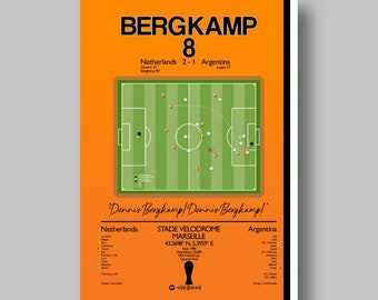 Nederland tegen Argentinië, World Cup QF 1998 Dennis Bergkamp doel kunstprint / foto / poster