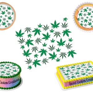 Marijuana Weed Cannabis Pot Leaf Edible Image Icing Frosting Sheet #CAN-2 Topper (70 sizes)