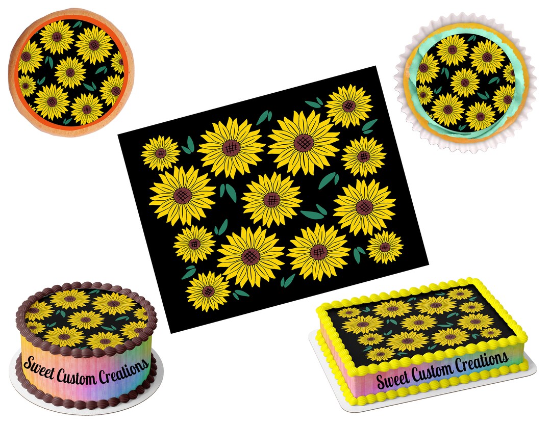 Sunflowers Edible Image Icing Frosting Sheet 1 Topper 70 Sizes Etsy