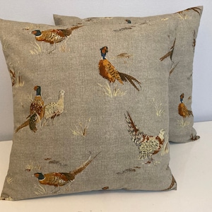 Pheasant Print Cushion Cover, Country Style
