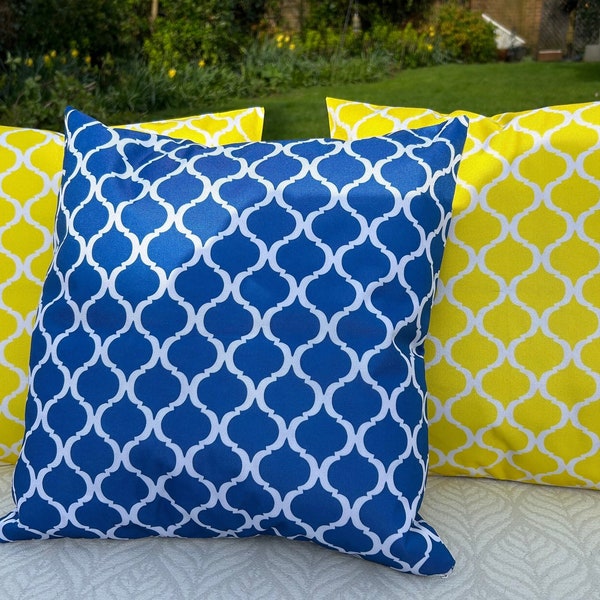 Waterproof Outdoor Garden Cushions in Sunshine Yellow or Bright Blue