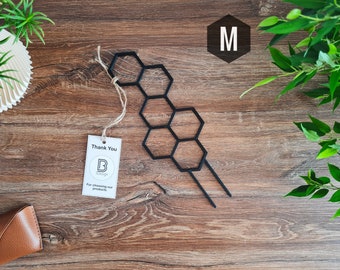 Honeycomb Indoor Houseplant Trellis, Indoor Plant Stake, Trellis For Climbing Plants, M Size, Black Trellis, 3D Printed