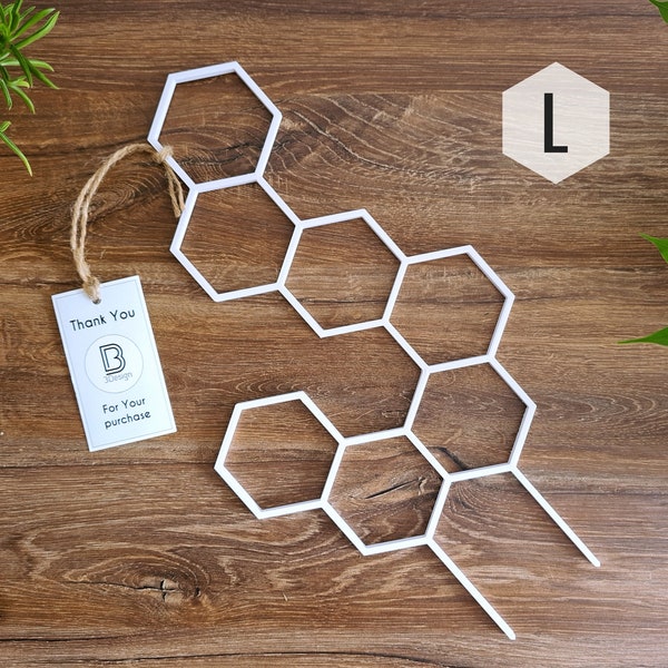 Honeycomb Indoor Plant Trellis, Indoor Houseplant Support, Trellis For Climbing Plants, L Size, White Trellis, 3D Printed