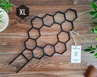 Honeycomb Indoor Zimmerpflanzen-Spare, Zimmerpflanzenpfahl, Spalier für Kletterpflanzen, XL-Größe, schwarzes Spalier, 3D gedruckt