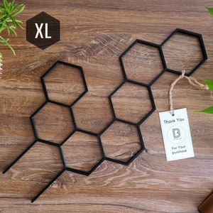 Treillis pour plante d'intérieur en nid d'abeille, Support pour plante d'intérieur, Treillis pour plantes grimpantes, Taille XL, Treillis noir, Imprimé 3D image 1