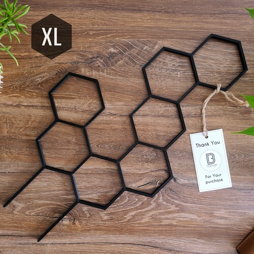 Honeycomb Indoor Plant Trellis, Indoor Houseplant Support, Trellis For Climbing Plants, XL Size, Black Trellis, 3D Printed