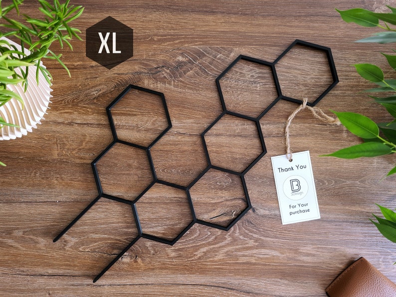 Treillis pour plante d'intérieur en nid d'abeille, Support pour plante d'intérieur, Treillis pour plantes grimpantes, Taille XL, Treillis noir, Imprimé 3D image 1