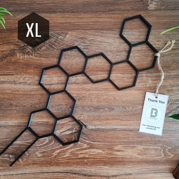 Honeycomb Indoor Houseplant Trellis, Indoor Plant Stake, Trellis For Climbing Plants, XL Size, Black Trellis, 3D Printed