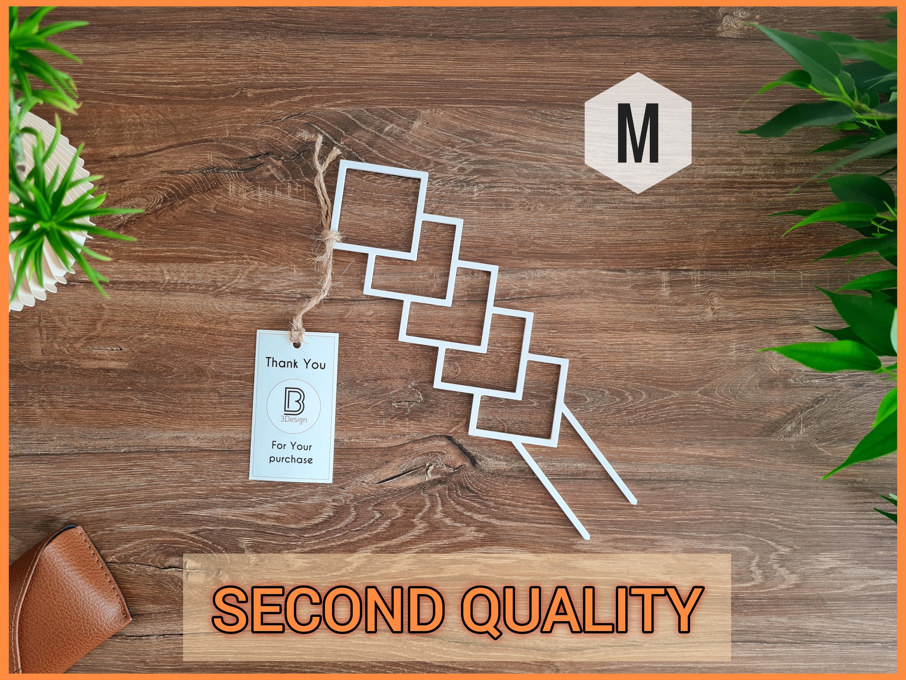SECOND QUALITY Square Indoor Houseplant Trellis, Indoor Plant Stake, Trellis For Climbing Plants, M Size, White Trellis, 3D Printed, Nr.2