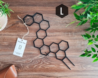 Honeycomb Indoor Houseplant Trellis, Plant Trellis For Indoor Plant, Plant Support Stake, L Size, Black Trellis, 3D Printed