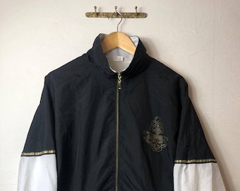 L-XL Vintage Trainings Jacke, Track Jacket Sports Wear, Retro Summer Outfit 80s 90s