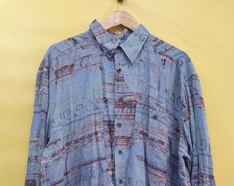 Camisa vintage XL patrón loco, años 80 90