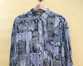 Camisa vintage XL patrón loco, años 80 90