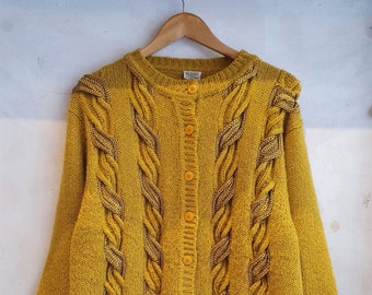 M/L Vintage Strickjacke gelb/Gold, 80s 90s