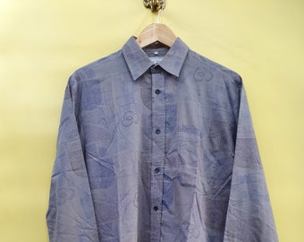 L Vintage shirt gek patroon, paars, jaren 80, 90