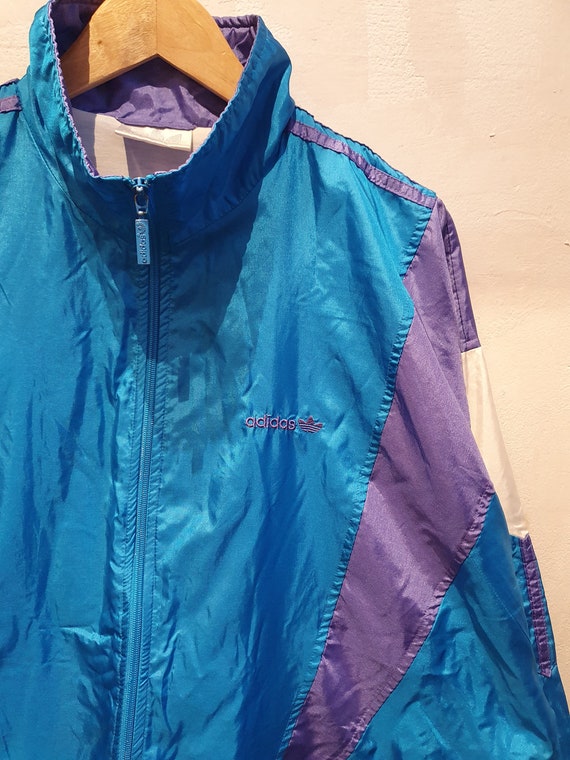 L/XL Vintage adidas track jacket turquoise, purpl… - image 4